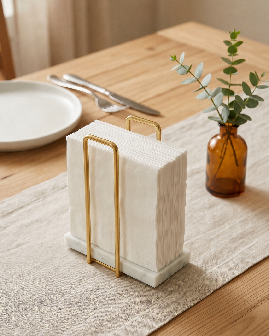 Imperial Napkin Holder - White &amp; Gold