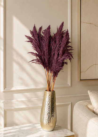 Artificial Feather Pampas Bunch - Burgundy