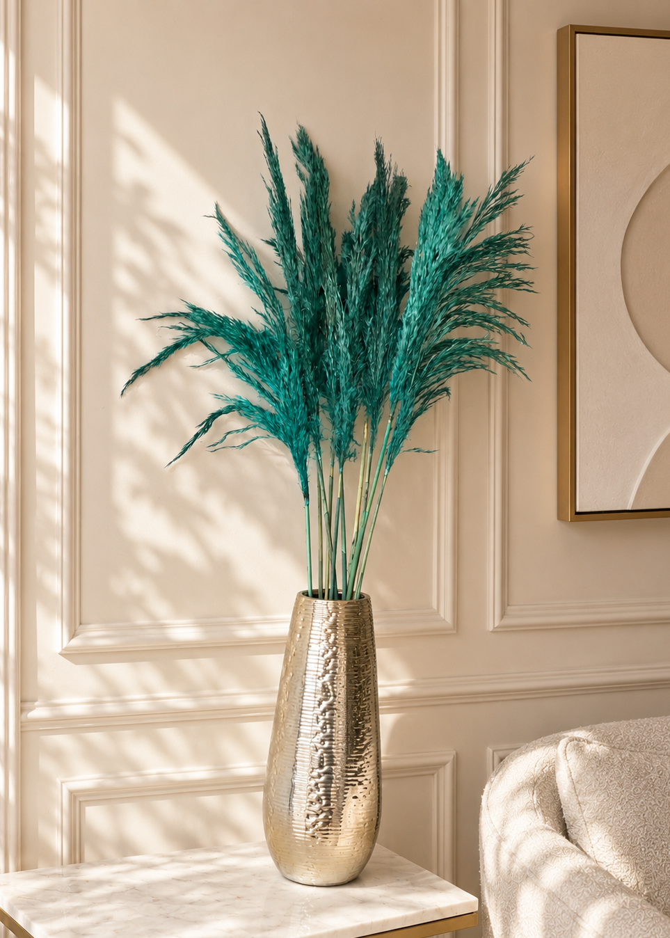 Artificial Feather Pampas Bunch - Teal