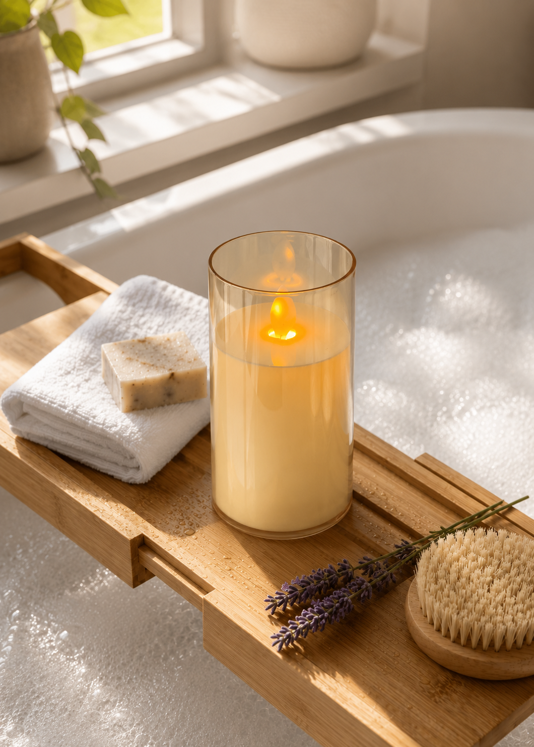 LED Glass Candle -Large