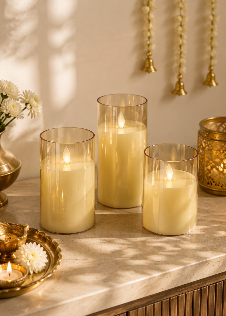 LED Glass Candle - Medium
