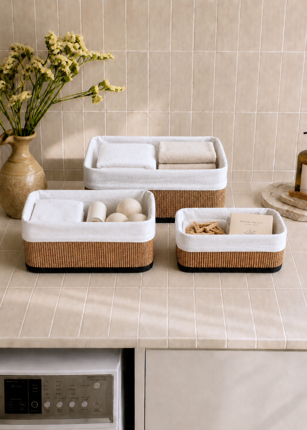 Miro Basket - White &amp; Brown (Set of 3)