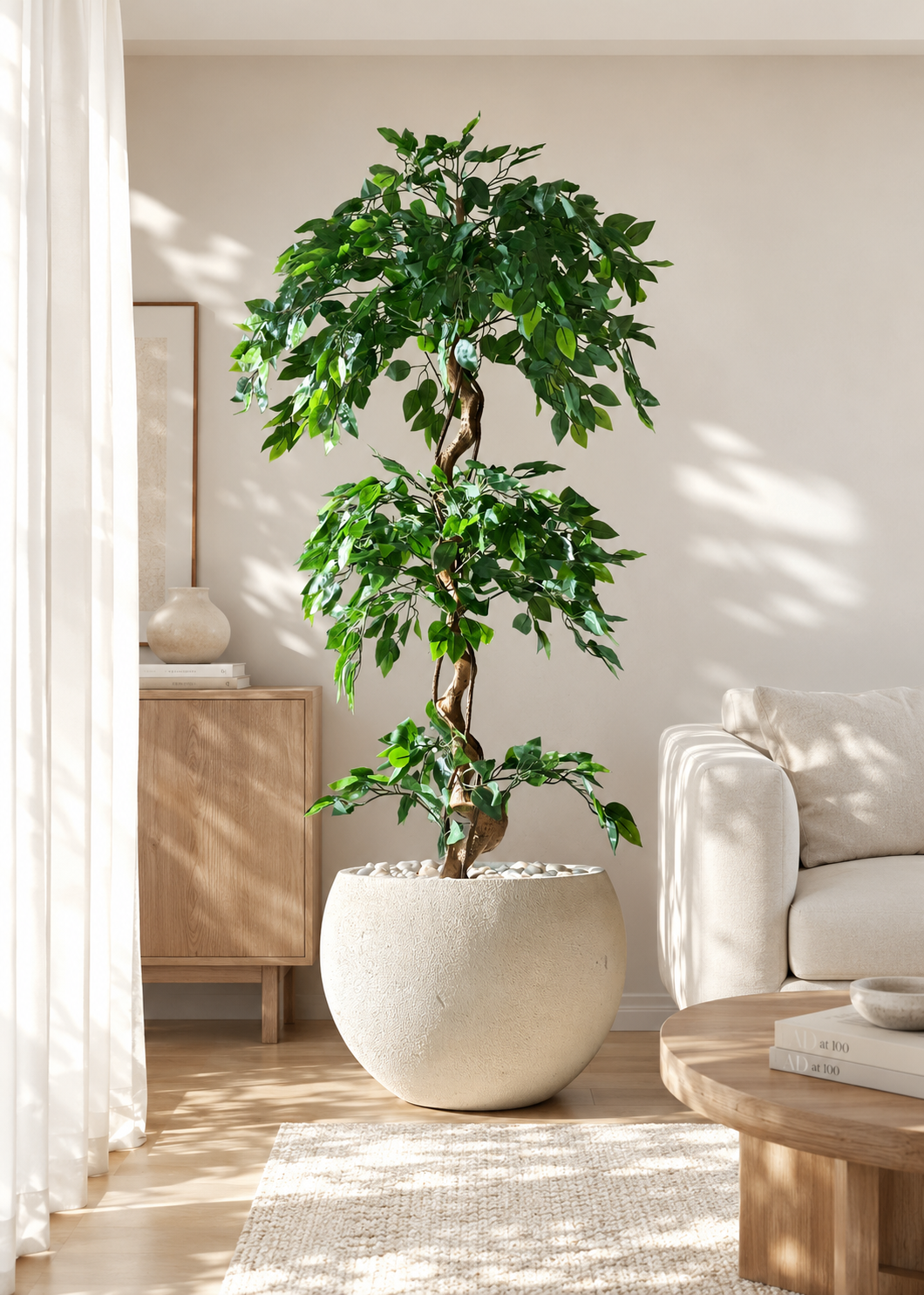 Artificial Cascading Ficus Topiary Plant - 6 Feet