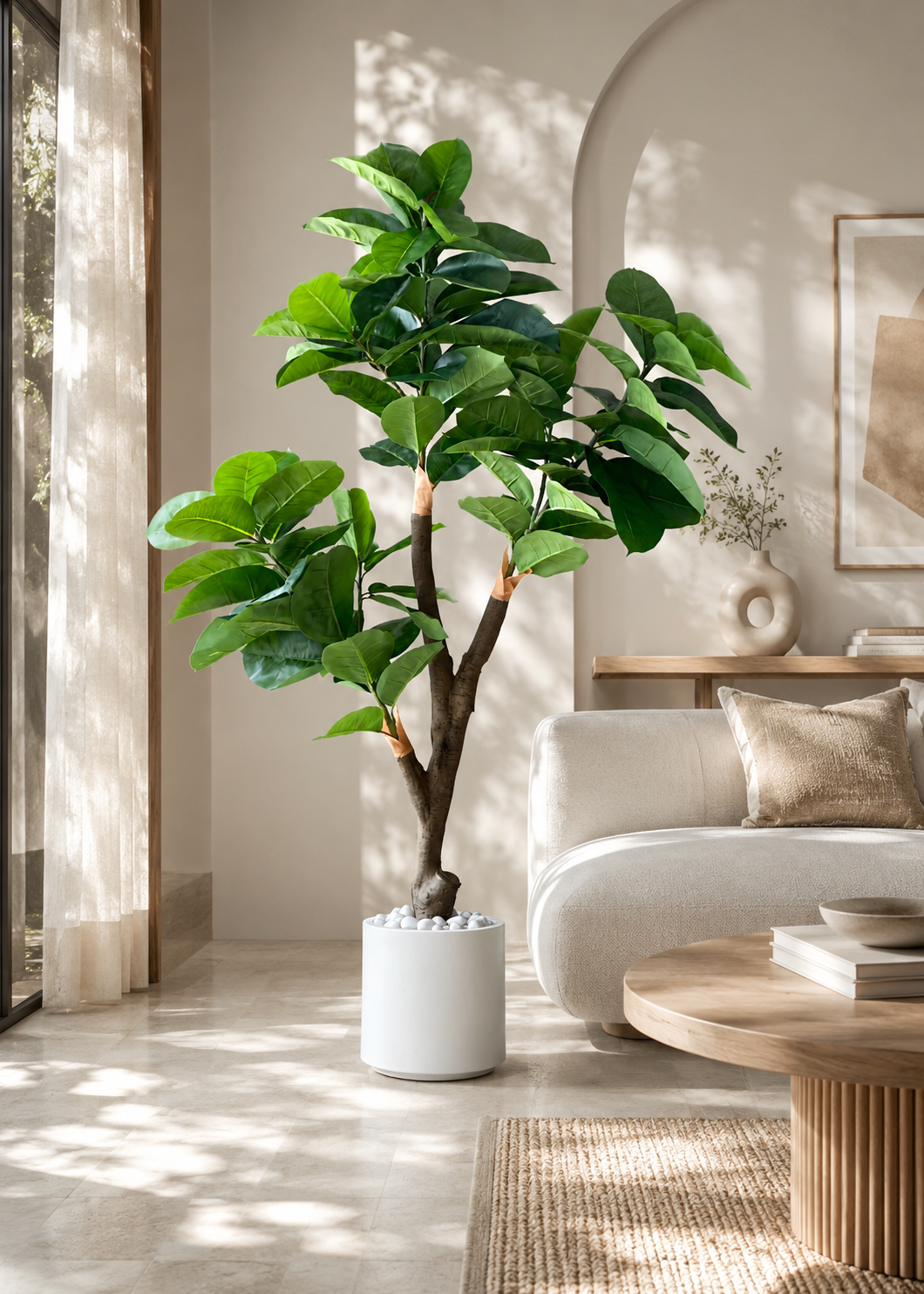 Artificial Green Rubber Plant - 5.5 Feet