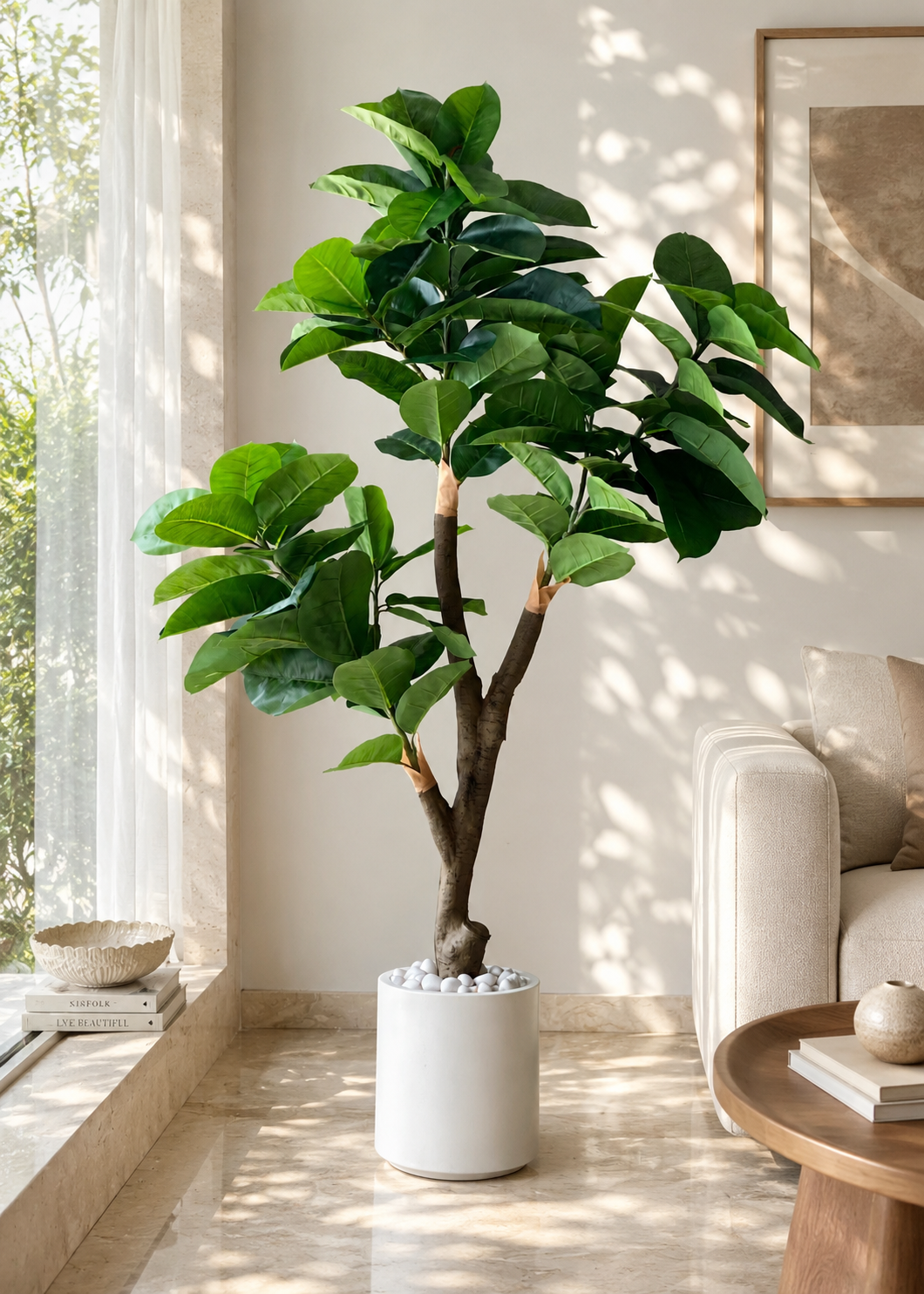 Artificial Green Rubber Plant - 5.5 Feet