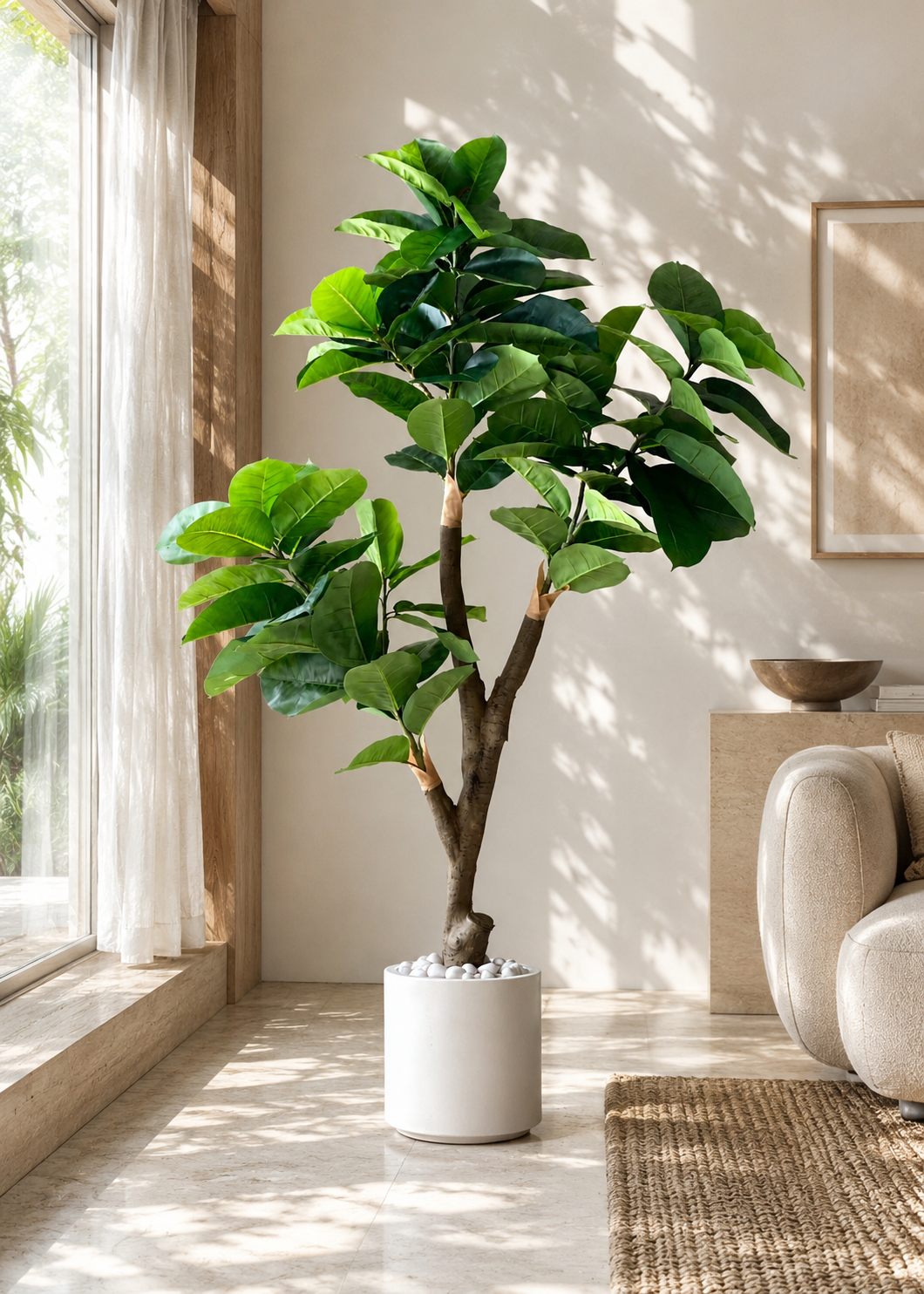 Artificial Green Rubber Plant - 5.5 Feet