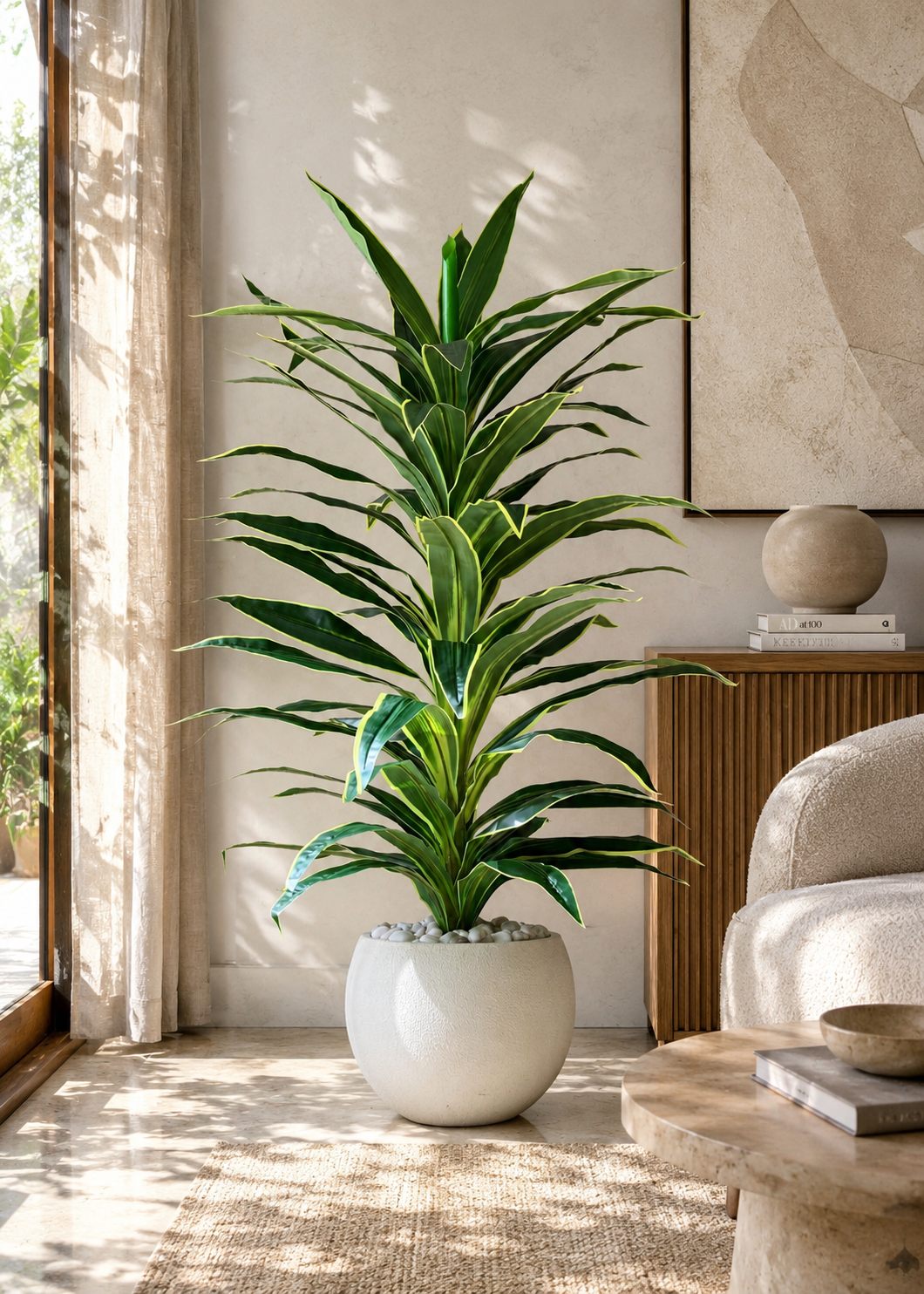 Artificial Variegated Dracaena Plant - 5.5 Feet