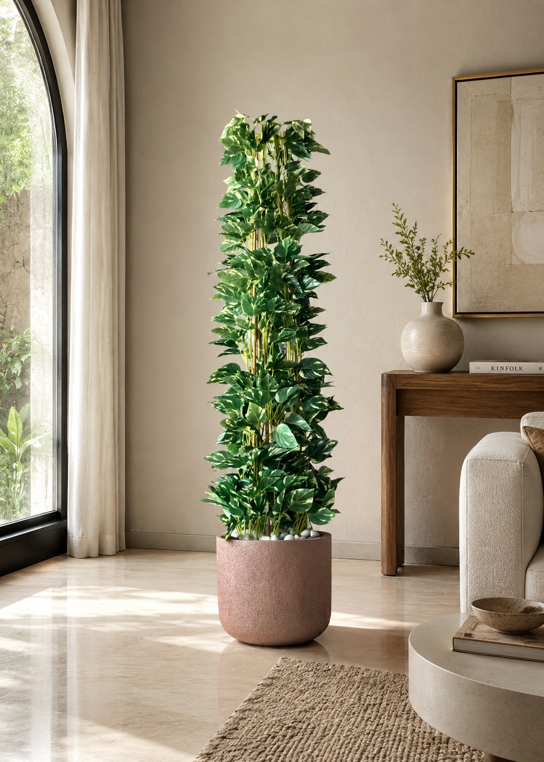 Artificial Moss Pole Money Plant - 5 Feet