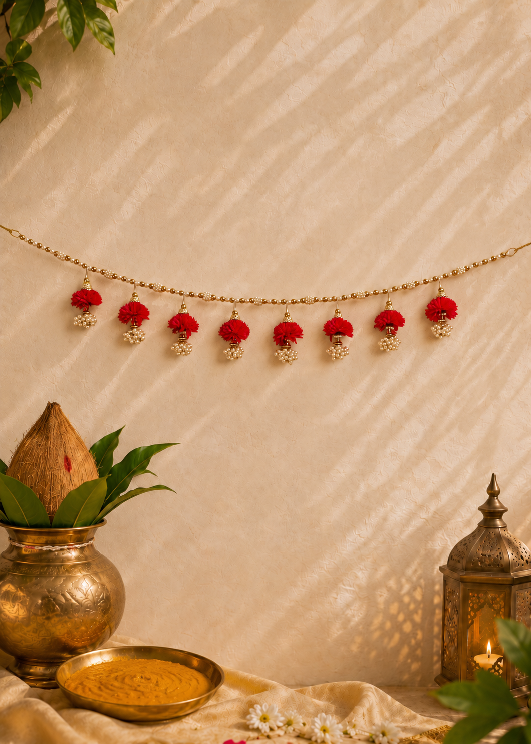 Festive Scarlet Pearl Bloom Toran