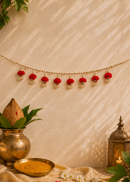 Festive Scarlet Pearl Bloom Toran