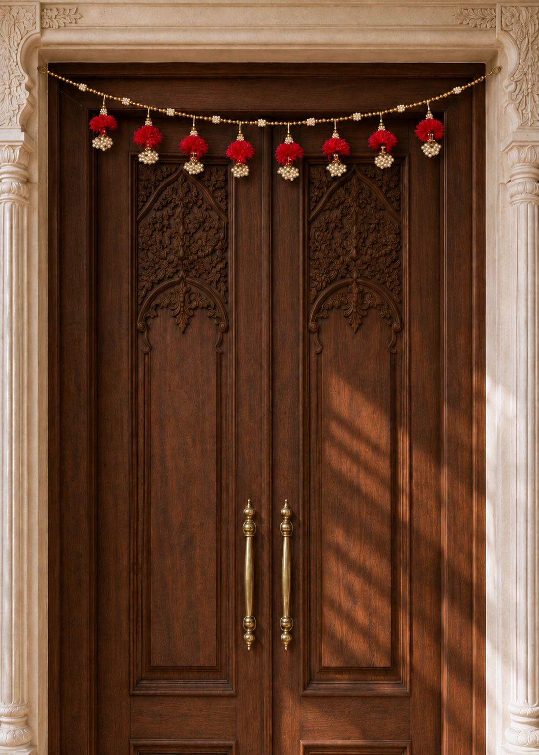 Festive Scarlet Pearl Bloom Toran