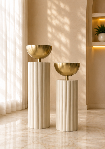 Sabi Fluted Planters - Beige