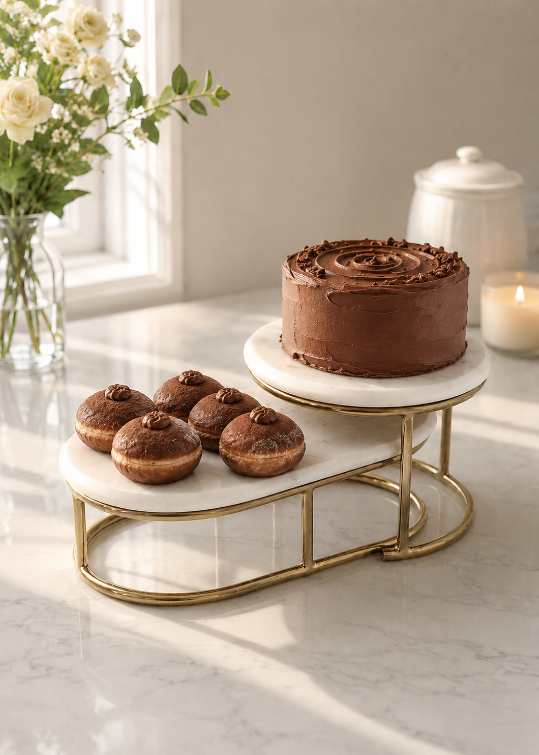 Soho Oval Marble Cake Stand – Set of 2