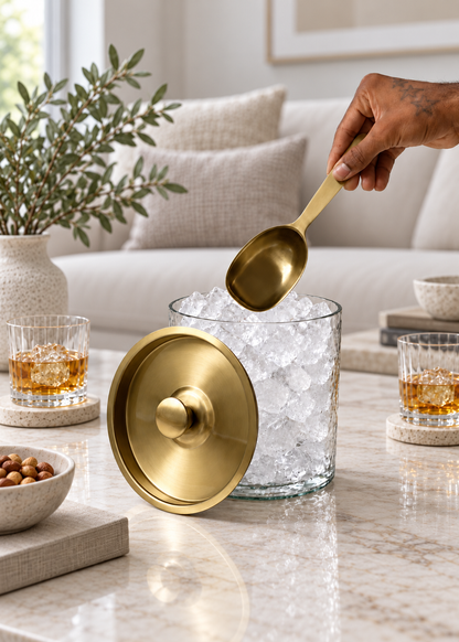 Elan Hammered Glass Ice Bucket with Scoop