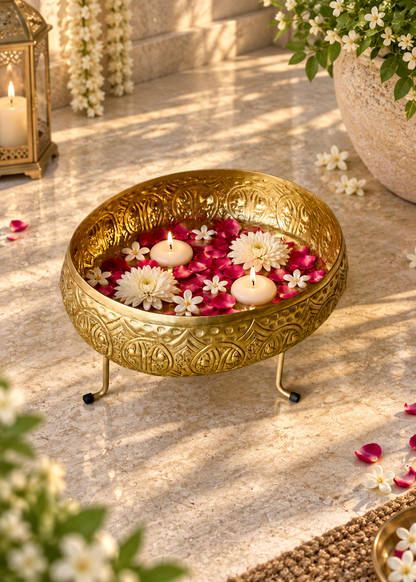 Naksh Gold Oval Urli - Medium