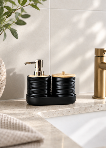 Amun Bathroom Set - Black (Set of 3)