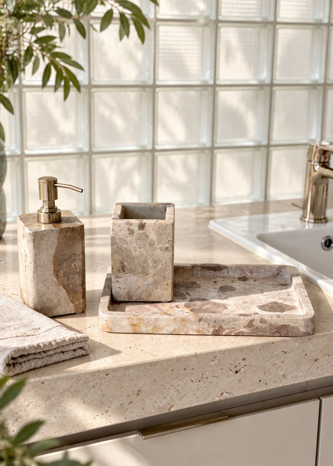 Caldera Marble Bath Set - (Set of 3)