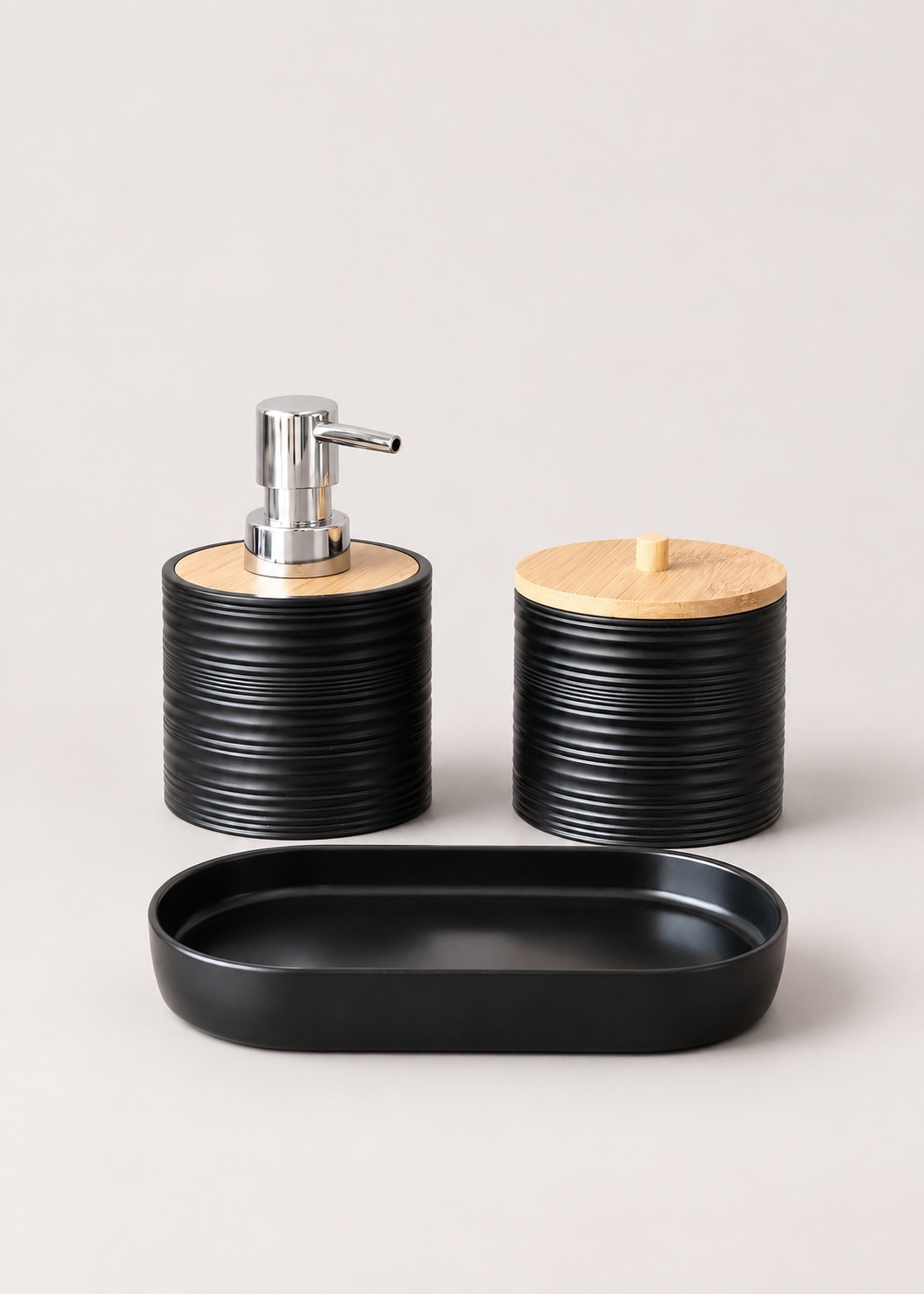 Amun Bathroom Set - Black (Set of 3)