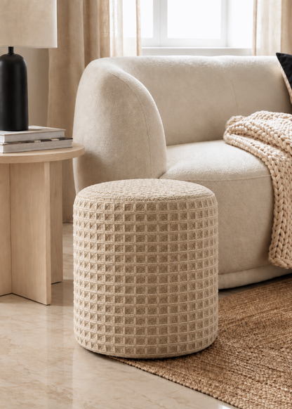 Wilson Waffle Pouffe - Beige
