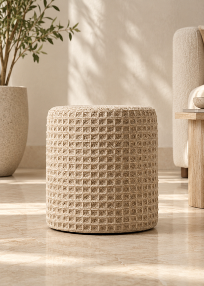 Wilson Waffle Pouffe - Beige