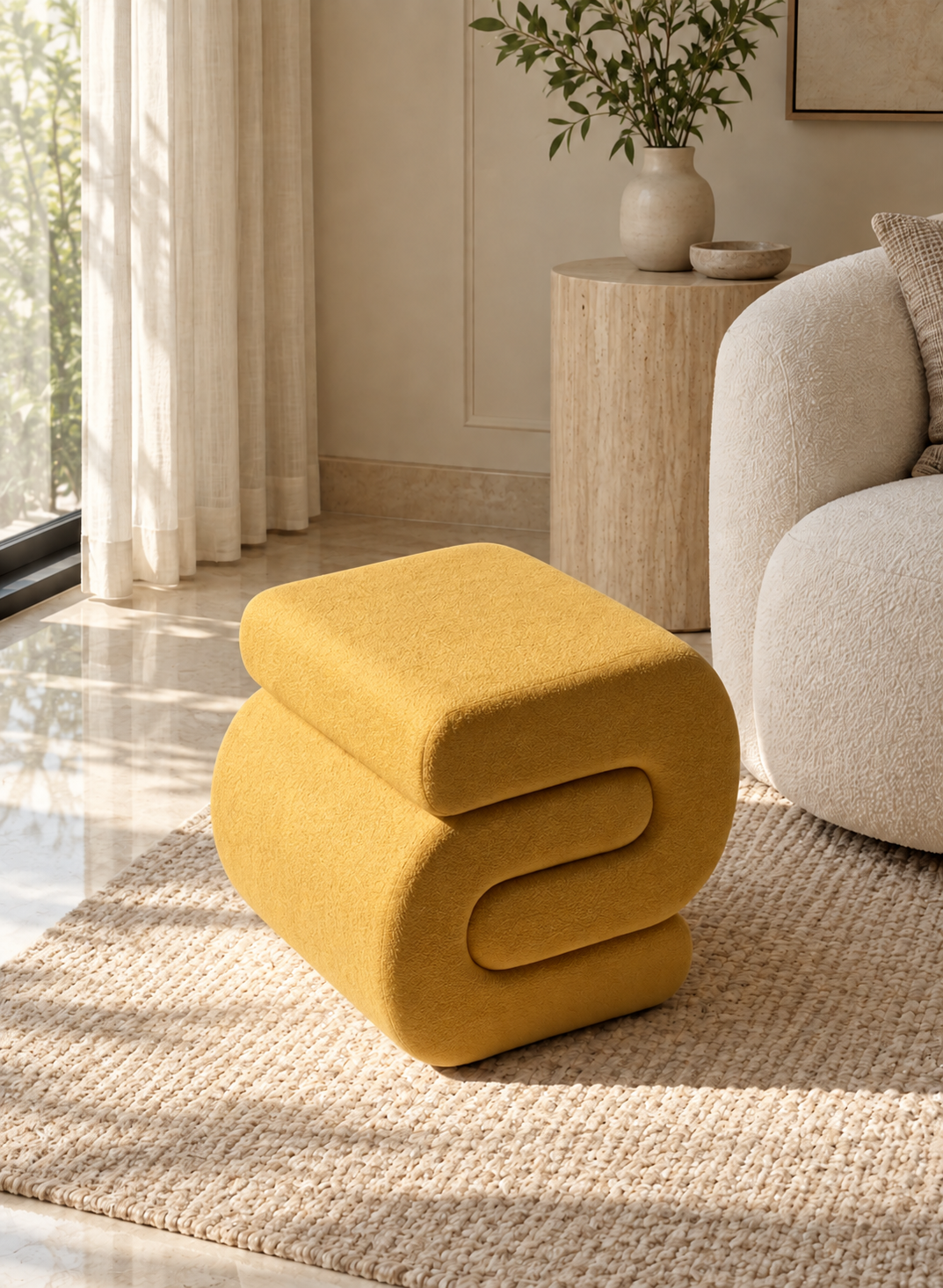 S-Boucle Pouffe - Mustard