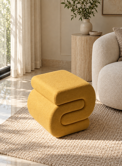 S-Boucle Pouffe - Mustard