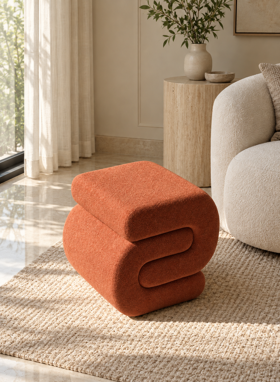 S-Boucle Pouffe - Orange