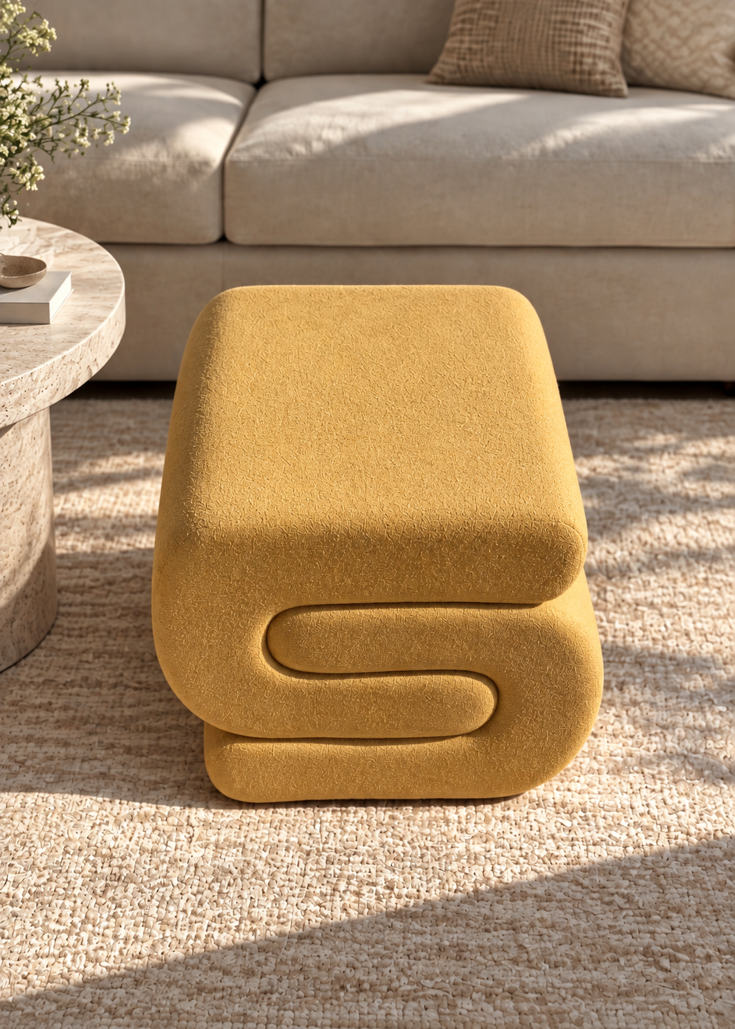 S-Boucle Pouffe - Mustard