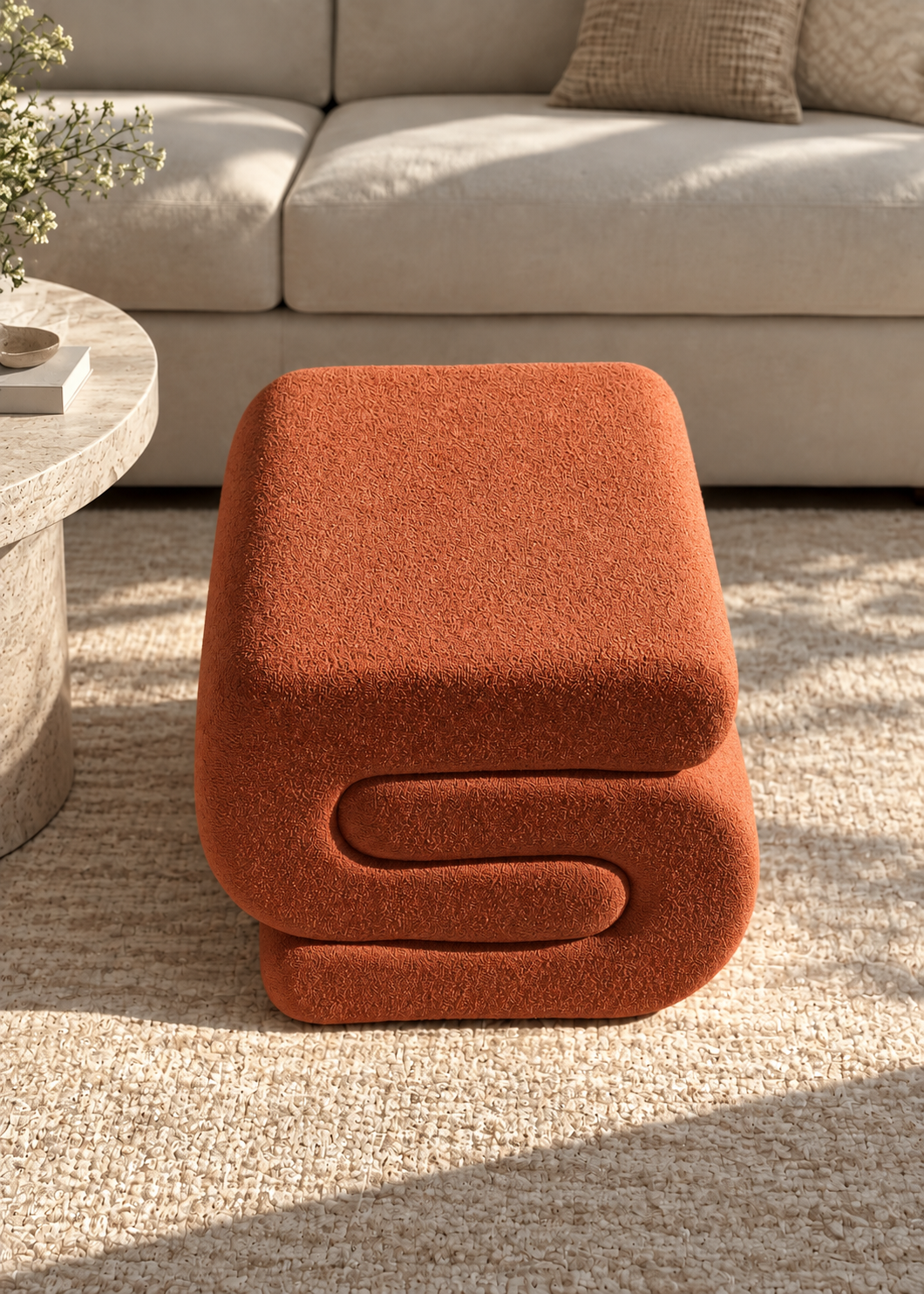 S-Boucle Pouffe - Orange