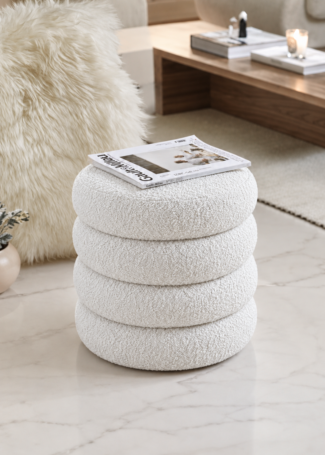 Vanilla Boucle Pouffe
