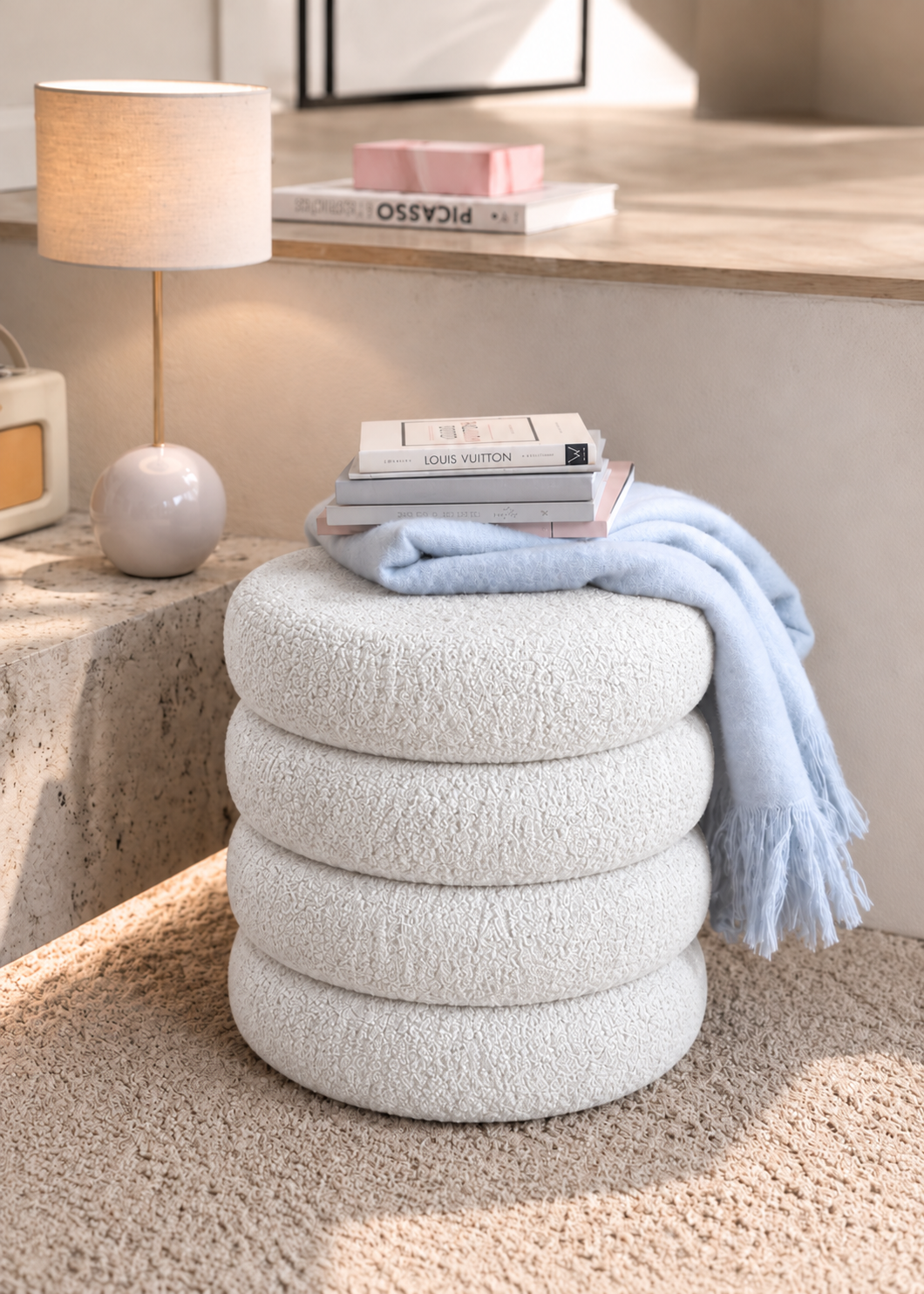 Vanilla Boucle Pouffe