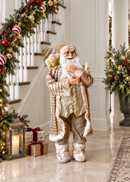 Christmas Jolly Santa Claus - 3 Feet (White and Gold)