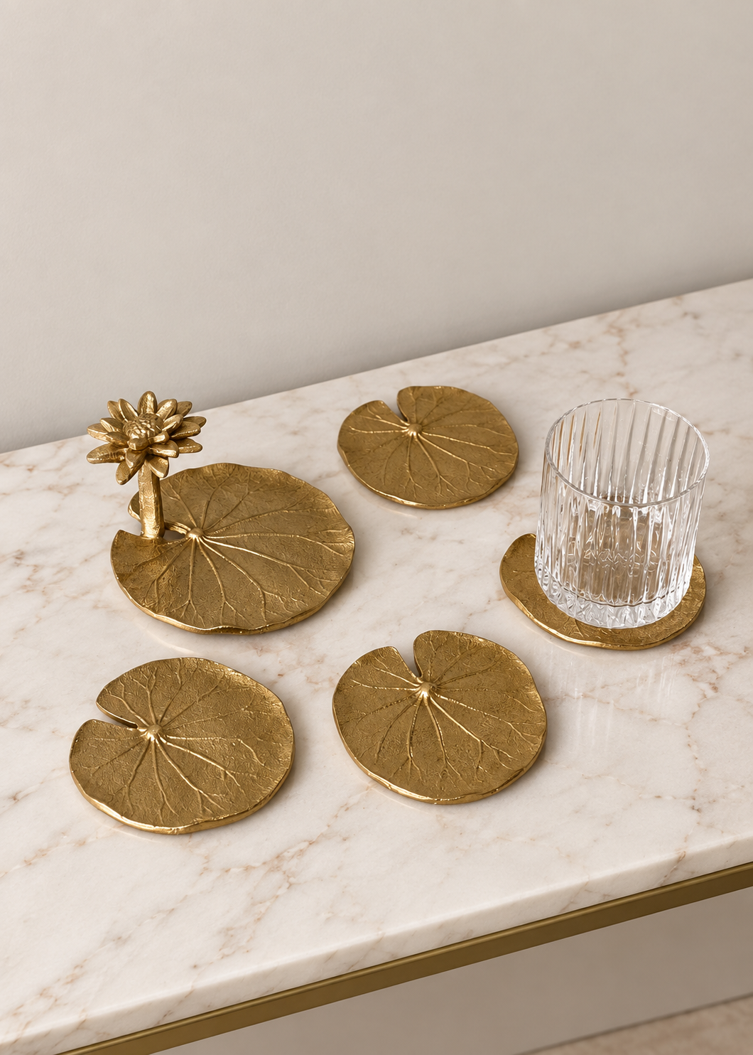 Lotus Bloom Gold Coaster Set of 4