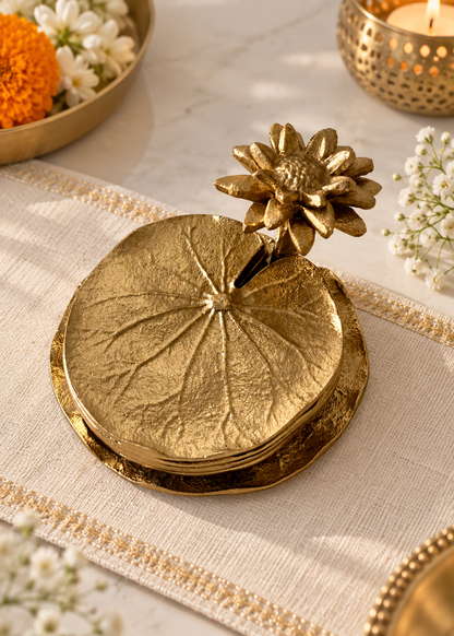 Lotus Bloom Gold Coaster Set of 4