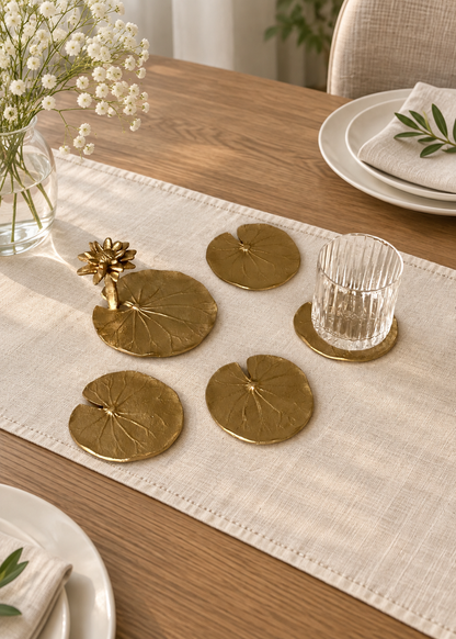 Lotus Bloom Gold Coaster Set of 4