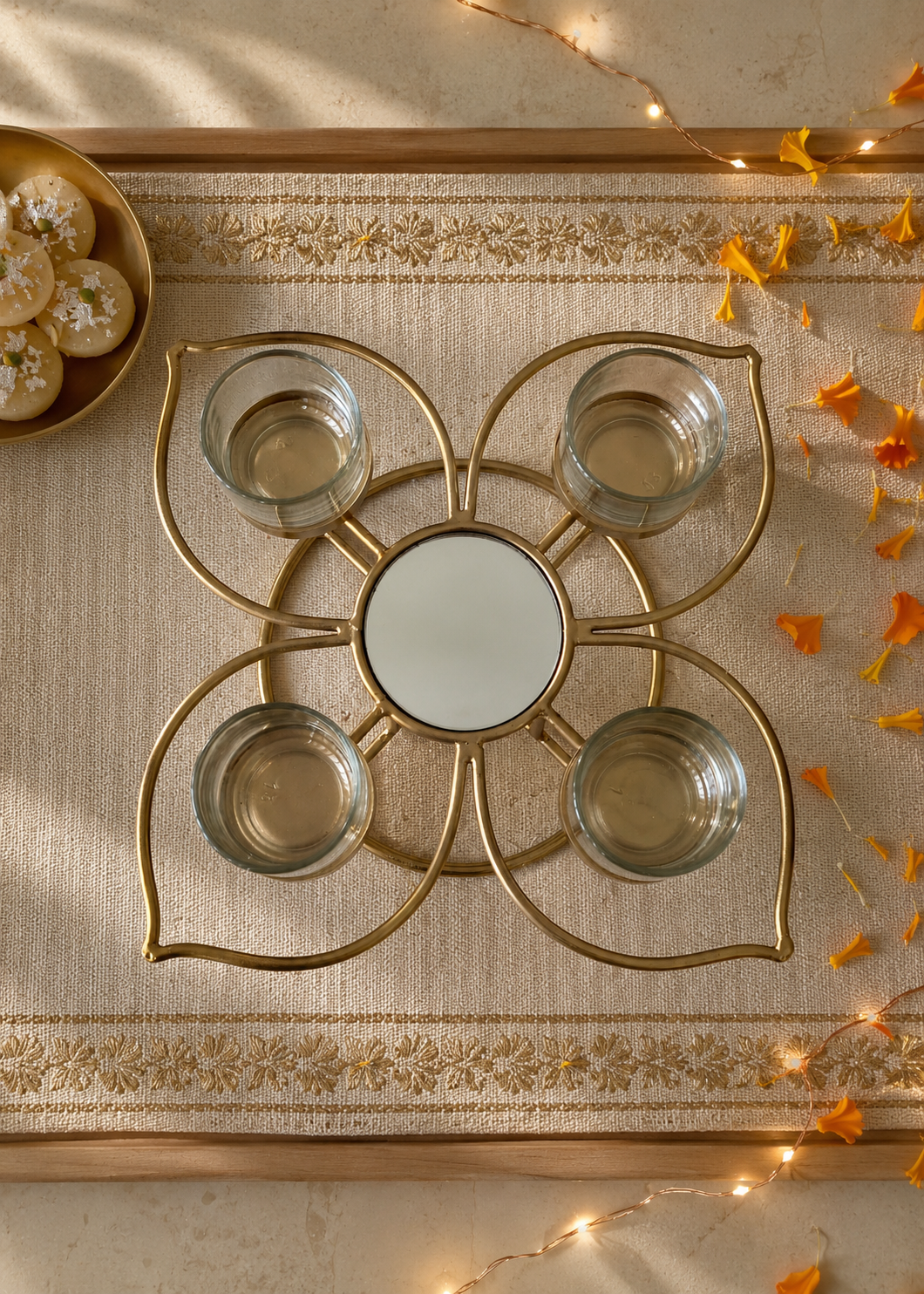 Inaya Bloom Gold Tea Light Holder