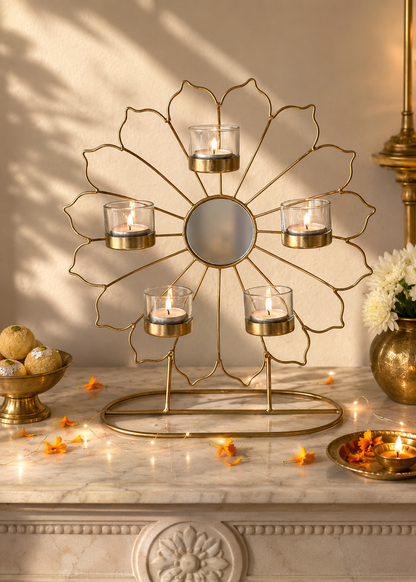 Inaya Ferris Bloom Gold Tea Light Holder