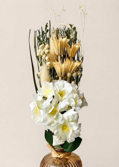 Artificial Daisy Bunch with Vase - White