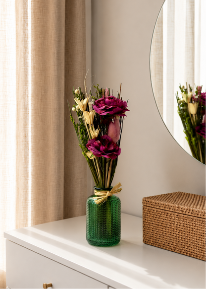 Artificial Purple Rose Bunch with Vase