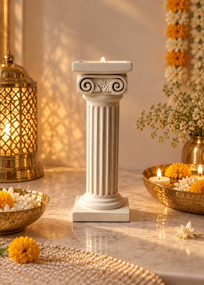 Greek Column Candle Stand - Ivory  - Single Piece- Big