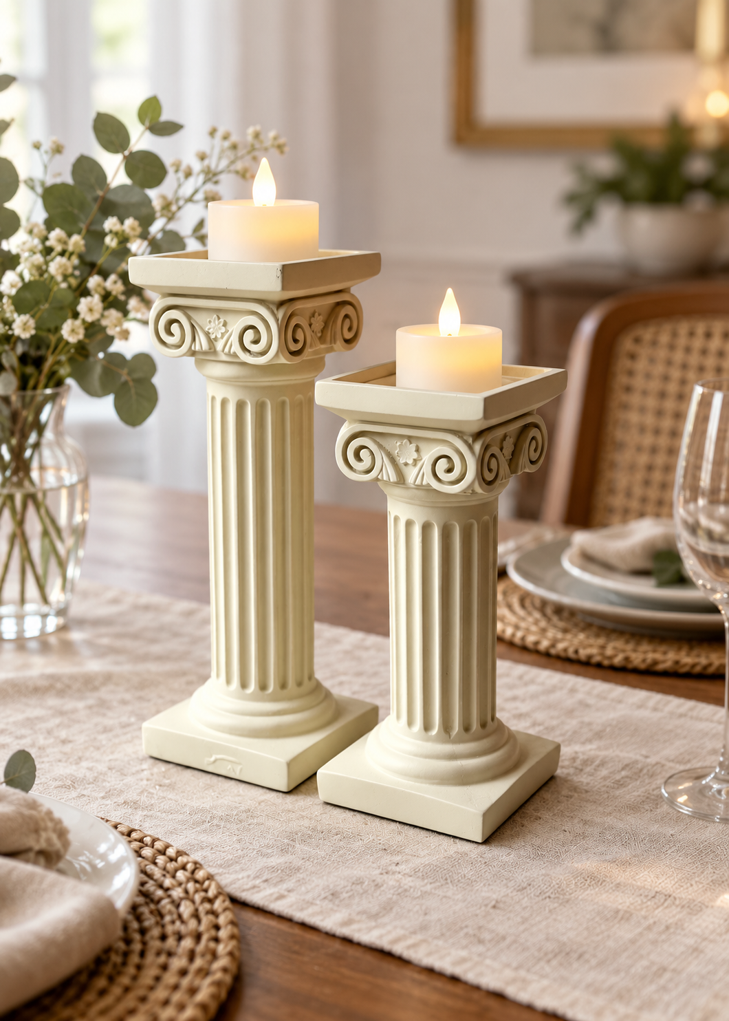 Greek Column Candle Stand - Ivory  - Single Piece- Big