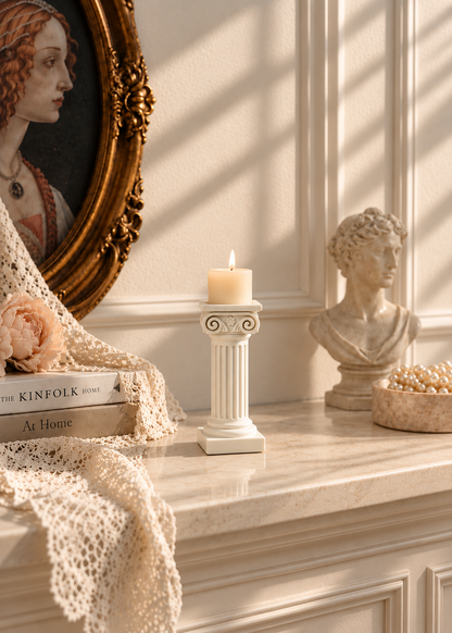 Greek Column Candle Stand - Ivory - Single Piece- Small