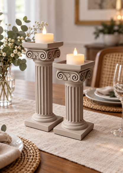 Greek Column Candle Stand - Beige - Single Piece- Big