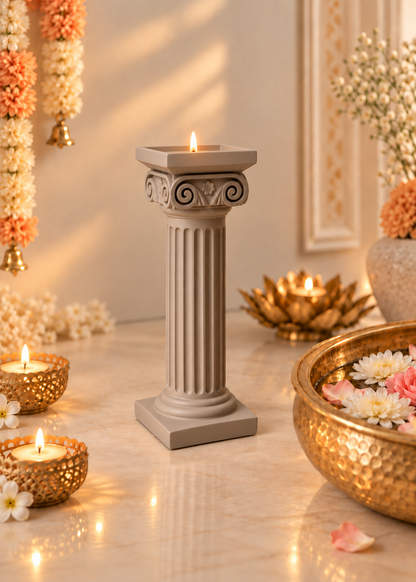 Greek Column Candle Stand - Beige - Single Piece- Big