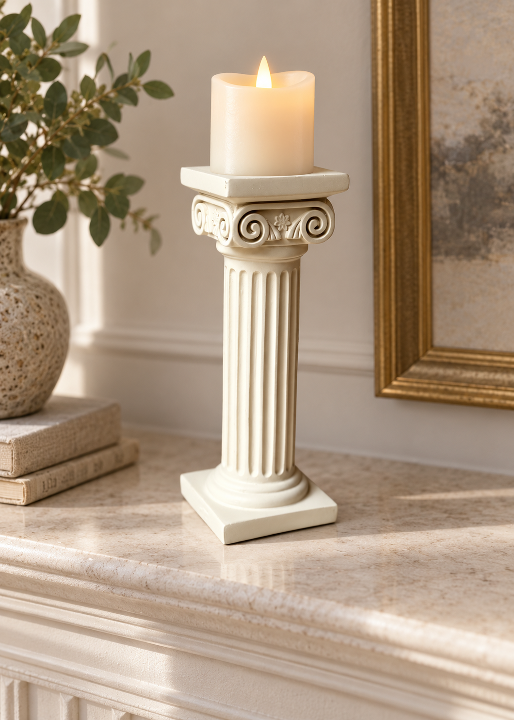 Greek Column Candle Stand - Ivory  - Single Piece- Big