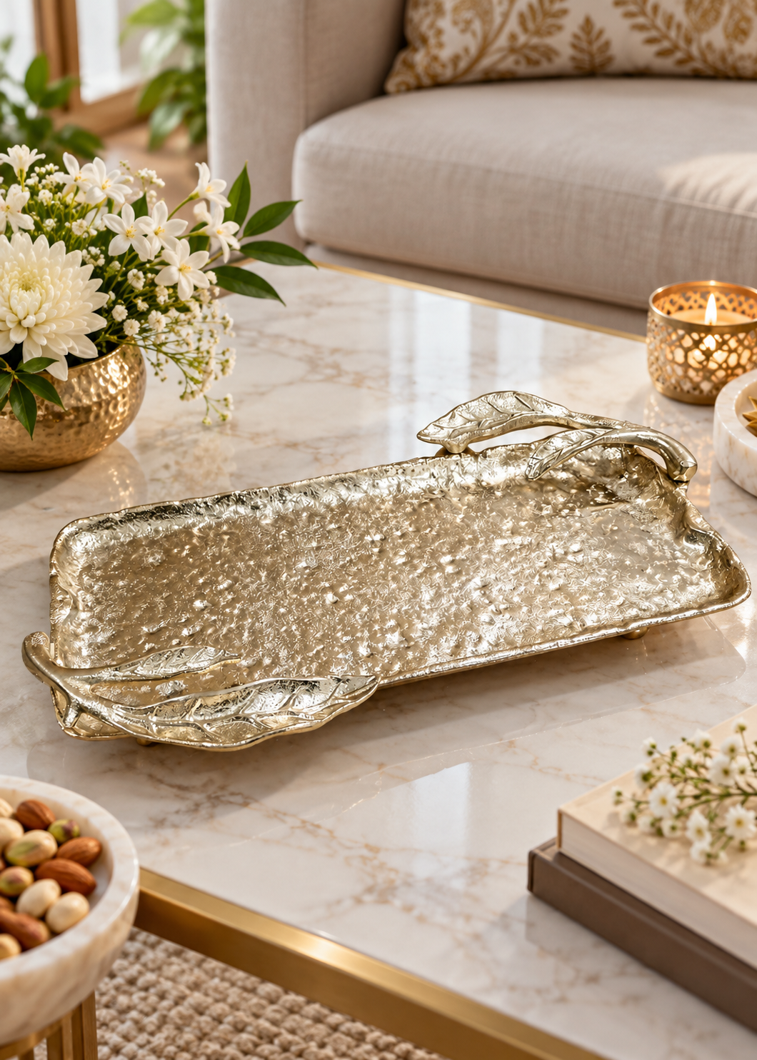 Gilded Leaf Tray Gold
