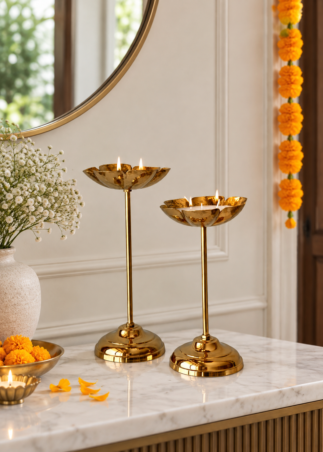 Mehrauli Wax Diya Stand – Set of 2