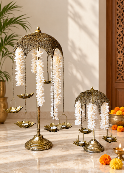 Antique Lotus Diya Stand - Big