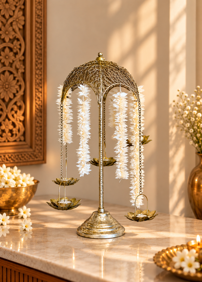Antique Lotus Diya Stand - Big
