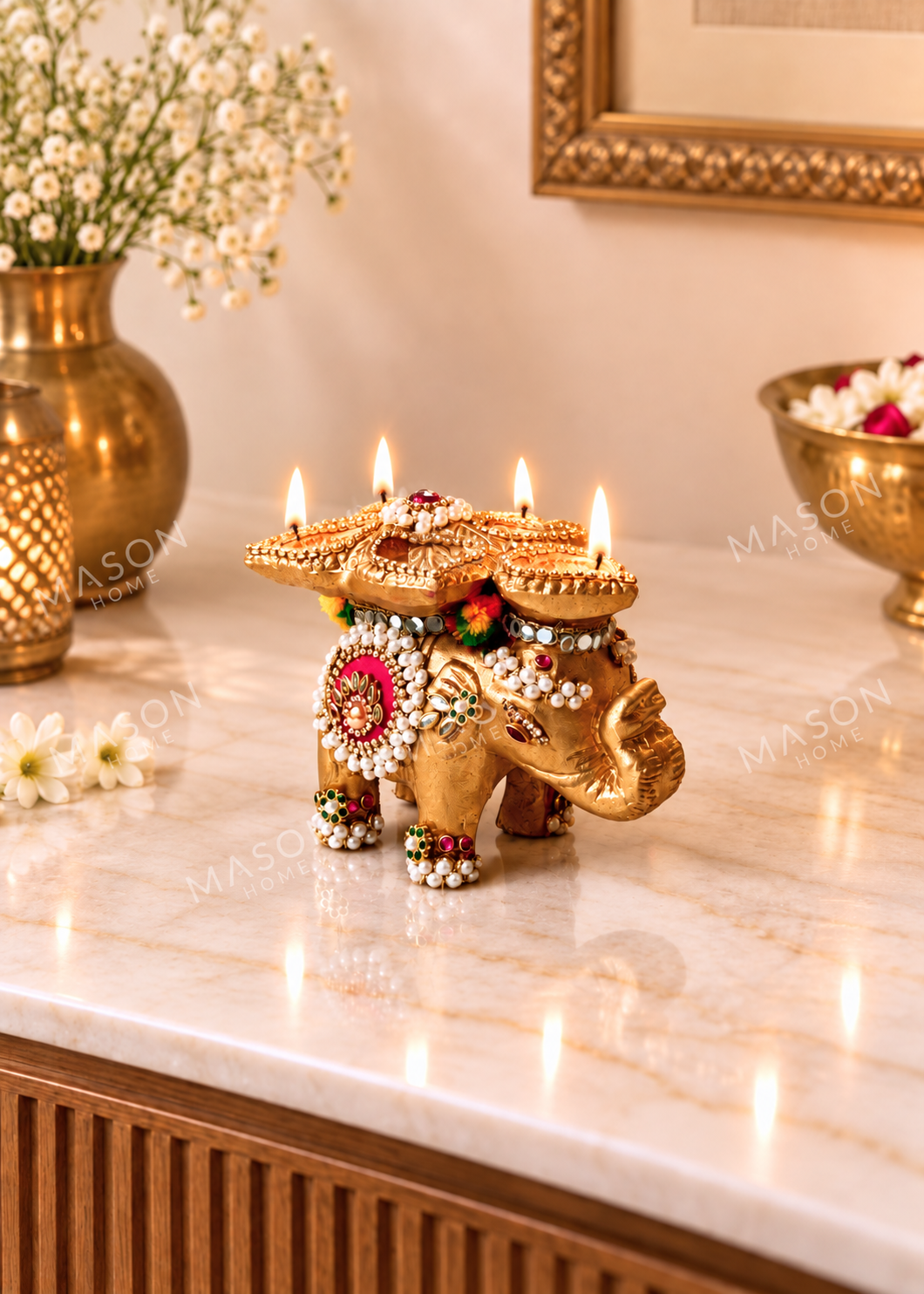 Handmade Clay Rustic Rajwada Elephant Diya